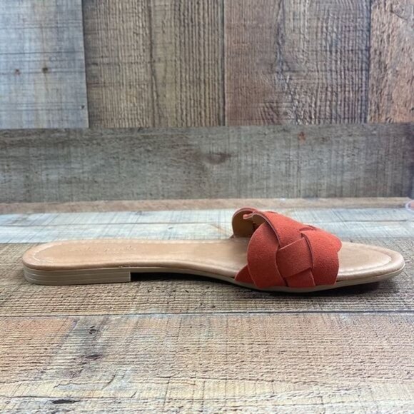 Mila Paoli Braided Suede Leather Flat Sandals Coral Orange Womens 9.5 US - Picture 5 of 12